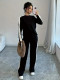 Contrast Color Long Sleeve Two Piece Pants Set GRNH-2858