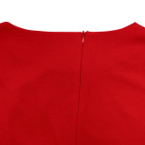 Plus Size Slash Neck 3/4 Sleeve Irregular Midi Dress GMLF-3350