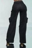 Hot Drill Multi-pockets Loose Jeans YUMT-YMT402