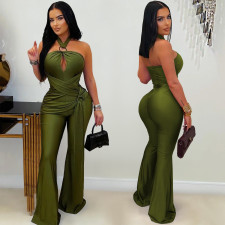 Solid Color Halterneck Tie Jumpsuit BY-7570