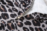 Leopard Print Hooded Sport Two Piece Pants Set DLSF-K25S82117