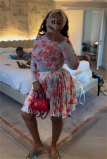 Long Sleeve Print Two Piece Skirt Set GCNE-73128