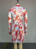 Long Sleeve Print Two Piece Skirt Set GCNE-73128