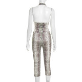 Snake Print Sleeveless Sling Jumpsuit GSZM-C25JP339