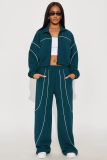 Color-blocked Stand-up Collar Two Piece Pants Set YD-8839