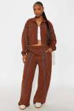 Color-blocked Stand-up Collar Two Piece Pants Set YD-8839
