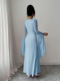 Mesh Patchwork Solid Color Fishtail Dress GZJF-10187