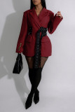 Tie Up Patchwork Long Sleeve Blazer AIL-337