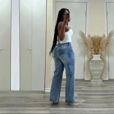 Retro-Washed Tassel Cross Jeans  XCFF-3811