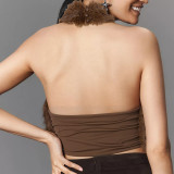 Furry Backless Sleeveless Crop Tops  MXBF-J25TP296