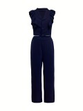 Solid Color Button Two Piece Pants Set GDNY-2035