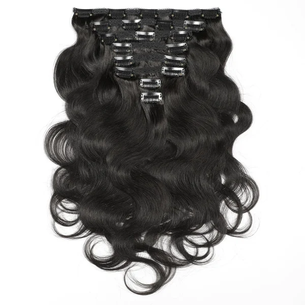 Human Hair Clip-In Extensions Natural Color Wigs JKLS-16132