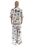 Print Loose Long Sleeve Pants Suit GCYF-9576