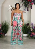 Print Sling Vest Loose Two Piece Pants Set GCYF-9582