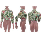 Plus Size Print Baseball Jacket (Includes Lining) TK-1496