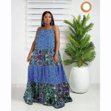 Plus Size Print Sleeveless Maxi Dress GCYF-9319