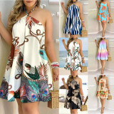 Off Shoulder Tie Up Print Dress GSZE-ST22079