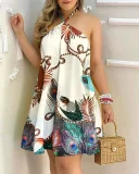 Off Shoulder Tie Up Print Dress GSZE-ST22079