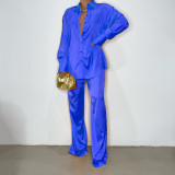Long Sleeve Solid Color Loose Two Piece Pants Set GCYF-9337