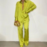 Long Sleeve Solid Color Loose Two Piece Pants Set GCYF-9337