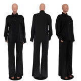 Long Sleeve Solid Color Loose Two Piece Pants Set GCYF-9337