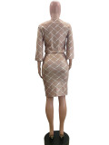 Plaid Print Top Skirt Suit QOUY-6047