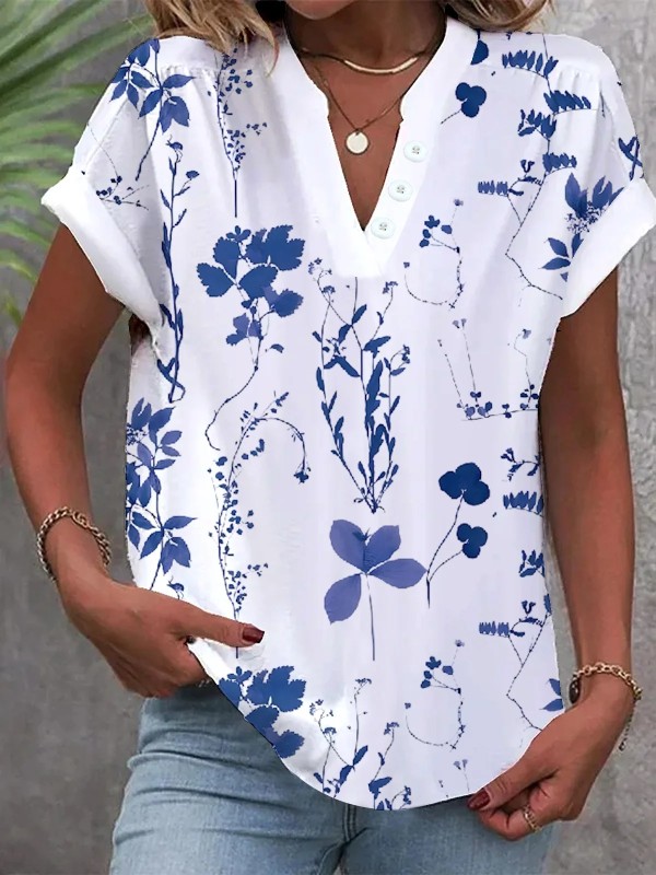 Casual Short Sleeve Blouses GSZE-ST24046