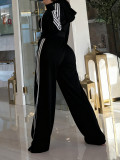 Stripe Patchwork Hooded Sport Two Piece Pants Set TR-1354