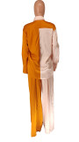 Color Block Single Breasted Two Piece Pants Set GCYF-9340