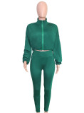 Solid Color Cardigan Two Piece Pants Set SH-391438