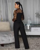 Leopard Print Tie Up Jumpsuit OSM-4494