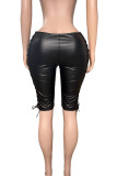 PU Leather Bandage Seventh Pants GFCF-1419
