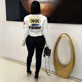 Print PU Leather Jacket YNSF-8011