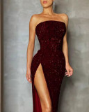 Sequin Split Tube Top Dress GXRF-QC020