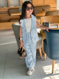 Kids Girls Sleeveless Vest Two Piece Pants Set GYAY-8142