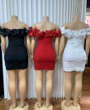 Off Shoulder Ruffles Mini Dress GMYU-9611