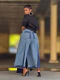 Contrast Color Loose Denim Jeans GYLN-8306