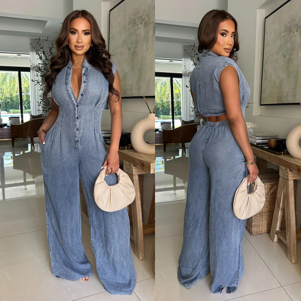 Sleevleess Denim Jumpsuit LX-8603