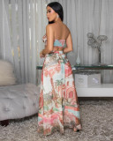 Strapless Chiffon Print Long Skirt Two-Piece Set GTYZ-7587