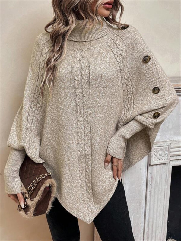 Bat Sleeve High Collar Sweater GZYF-1069
