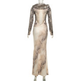 Fur Neck Print Two Piece Skirts Set XEF-K25S84126
