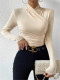 Solid Color Cross Ruched T Shirts GZYF-1033