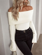 One Shoudler Solid Sweater GZYF-1016