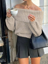 One Shoulder Lantern Sleeve Sweater GZYF-1171