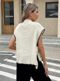 Sleeveless Contrast Color Tie Up Tops GZYF-1155