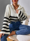 Stripe Color Block Zipper Sweater GZYF-1017