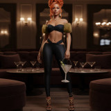 Sexy Patchwork Two Piece Pants Set GZJQ-K25S84907