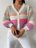 Stripe Color Block Cardigan Sweater GZYF-1167