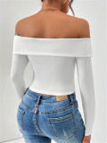 Off Shoulder Solid Color T Shirt GZYF-1011