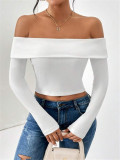 Off Shoulder Solid Color T Shirt GZYF-1011